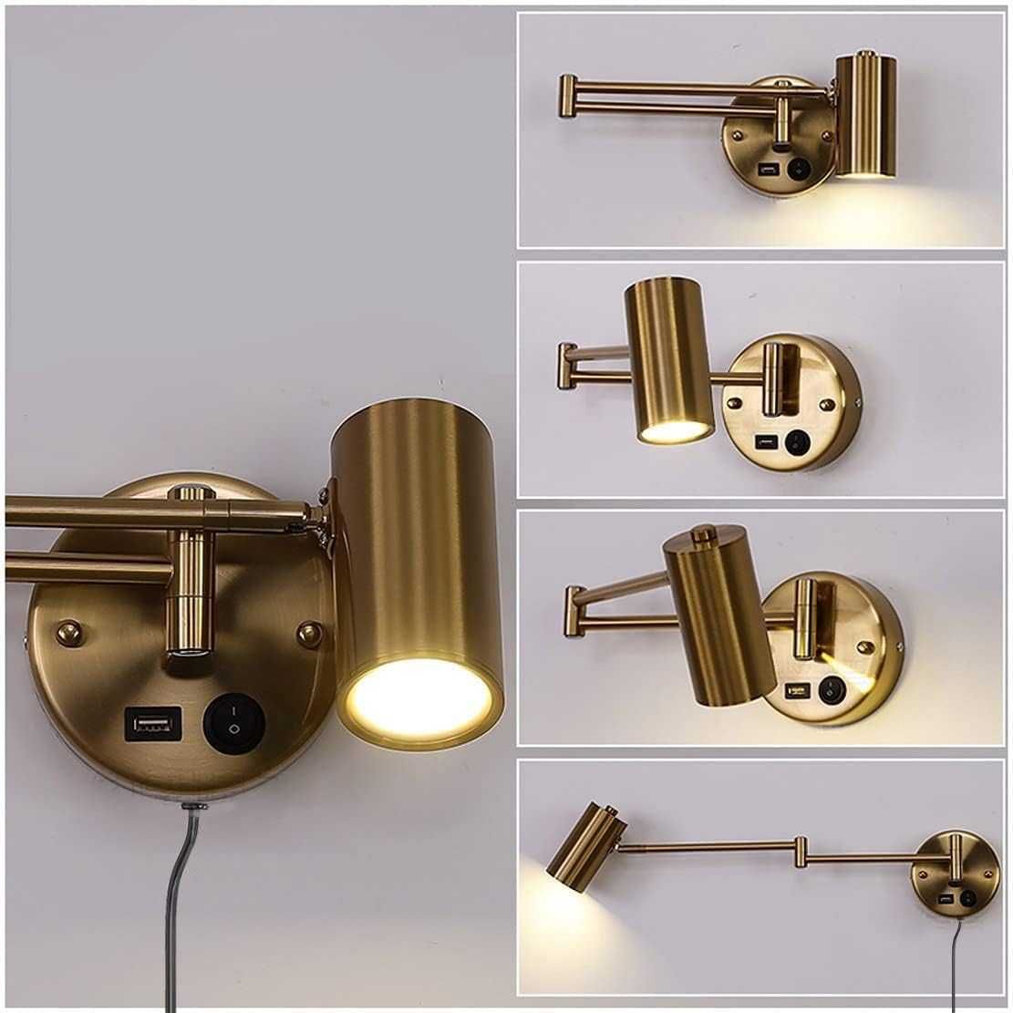 НОВA! LED лампа за стена 7W с гъвкаво рамо и ключ, 2 бр/к-кт