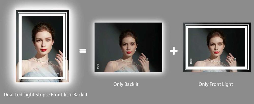 Oglindă LED baie 60x80cm lumină frontala&spate, antiaburire, dimabila