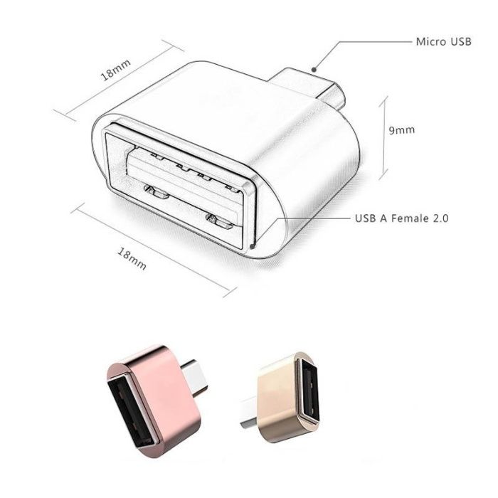 Преходник OTG от micro USB или Type C към USB