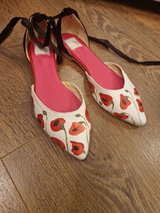 Balerini piele pictati manual