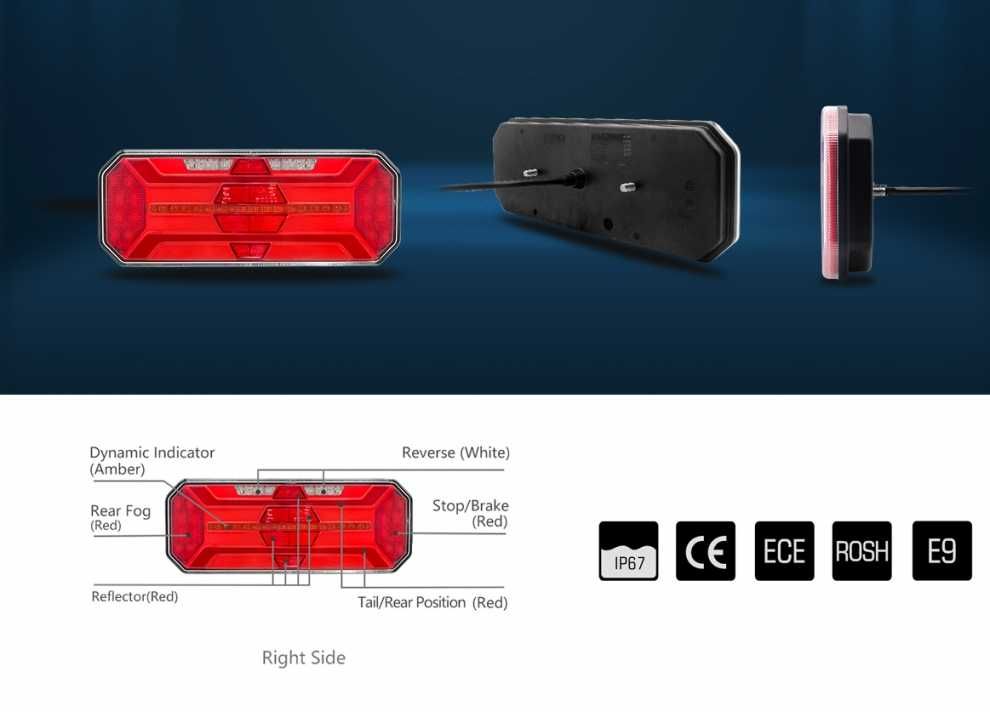 Комплект 35 см LED Стопове 12-24V за ремаркета каравани бусове камиони