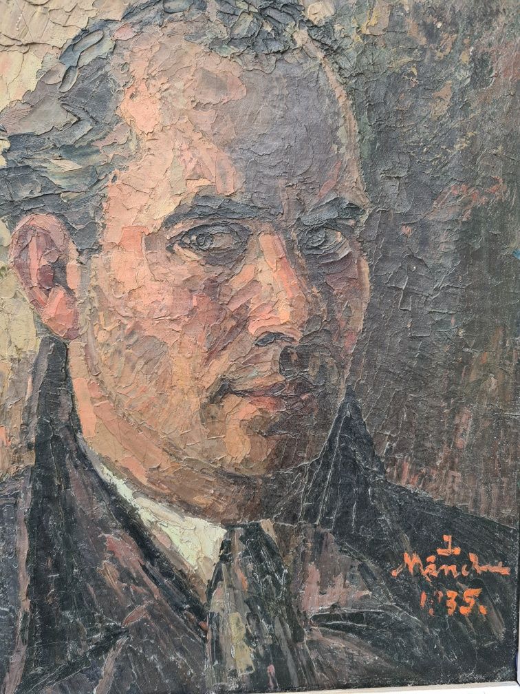 " Autoportret ", tablou superb,  Ion Mândru,  u/p, 1935, ramă lemn