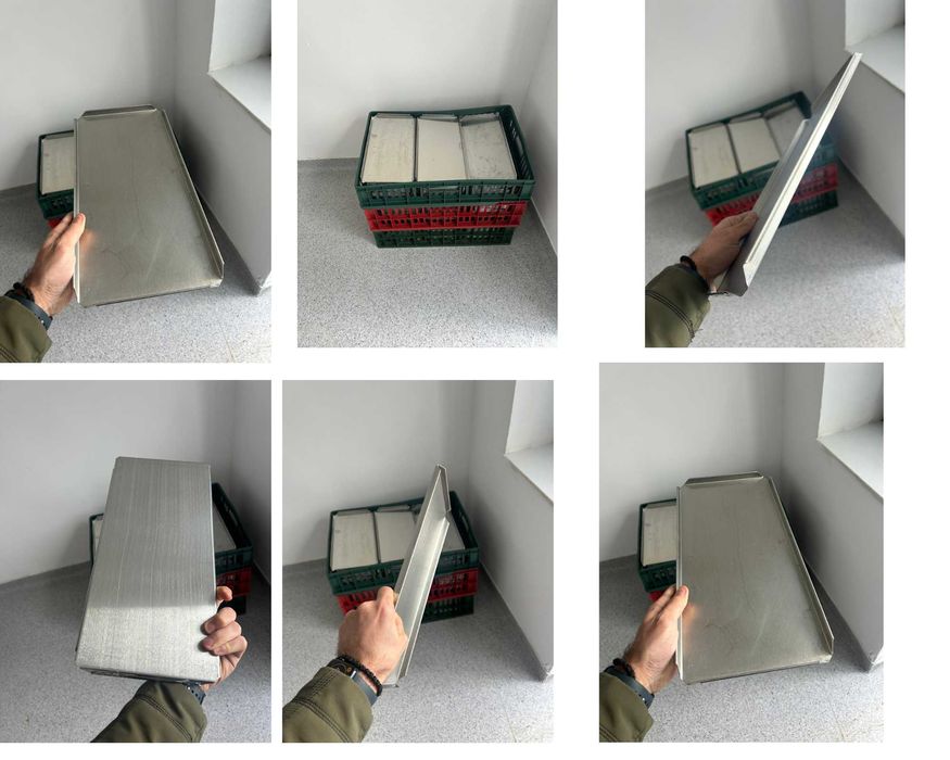 Vand raft inox cofetarie patiserie, tavi perforate, ambalaje cofetarie