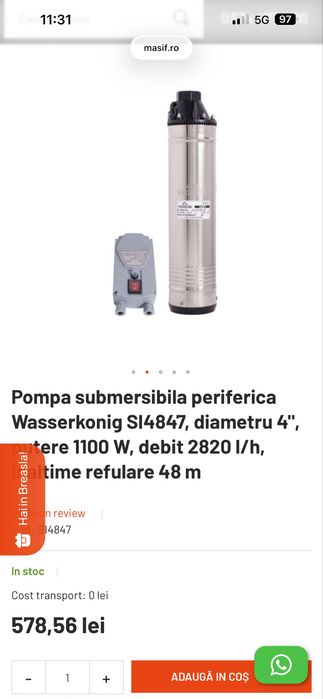 Pompa submersibila periferica Wasserkonig SI4847