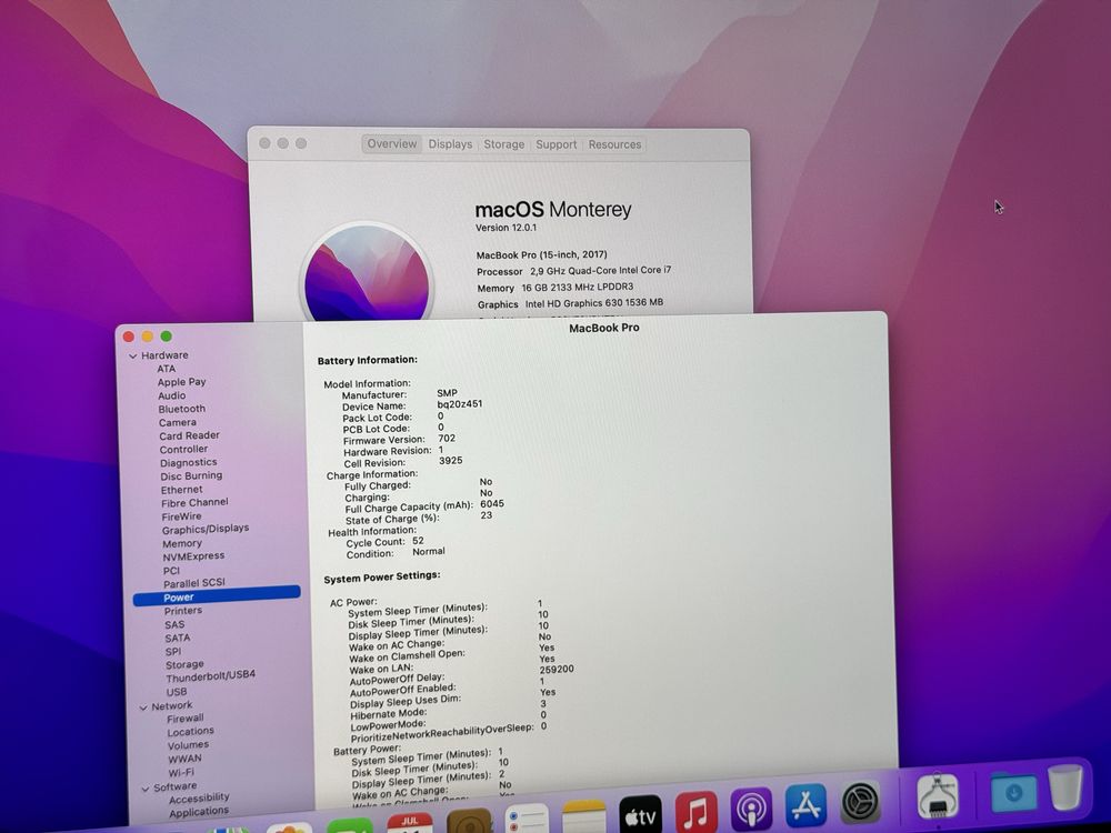 15,4'Macbook Pro 2017 Touchbar/i7 2.9Ghz/16GB Ram/512GB SSD/Radeon 4GB