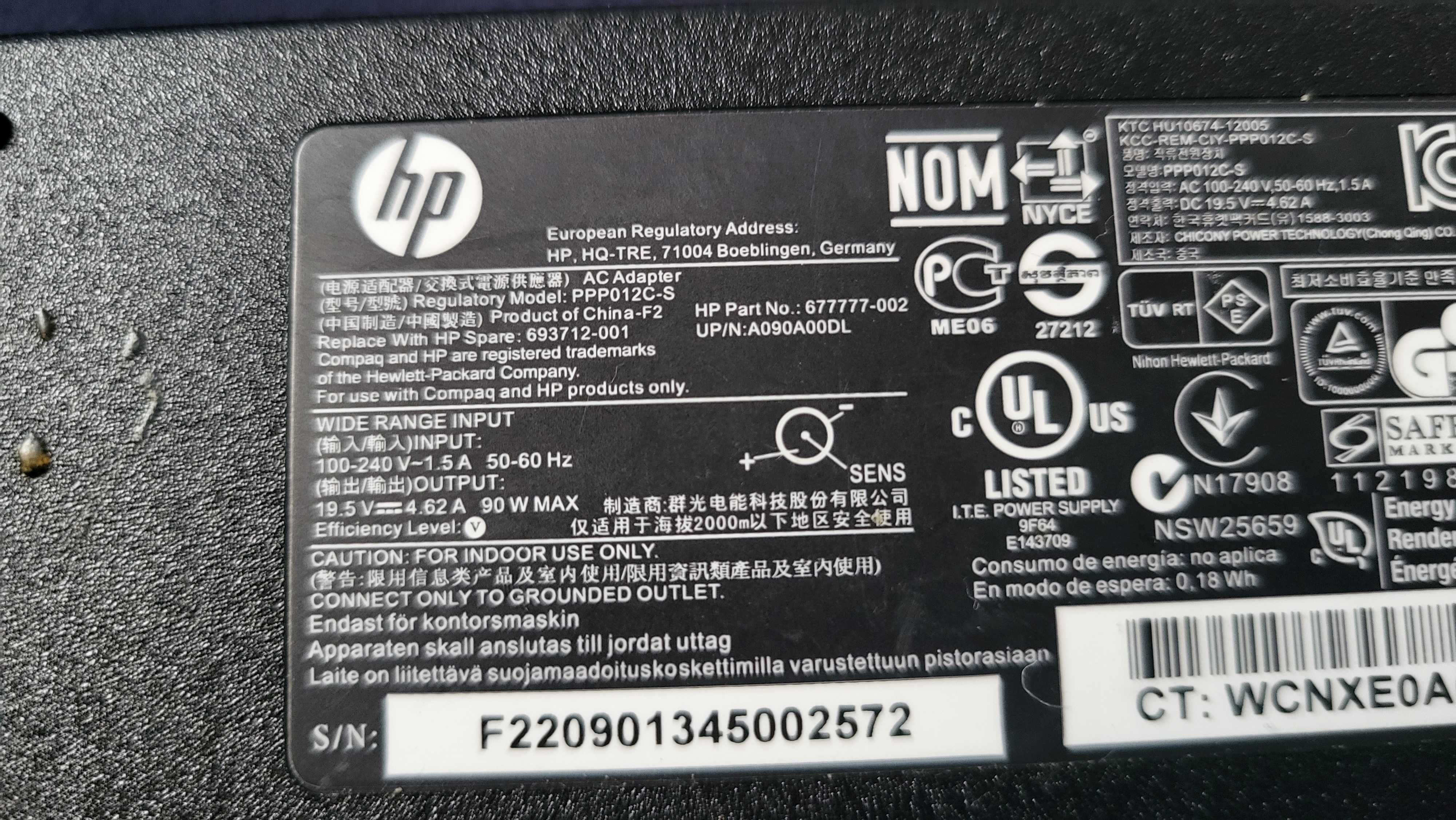 HP Incarcator 90w-65W AC Adaptor leptop 19.5V-4.62A-3.33A pin central