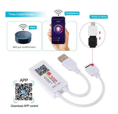 Controller LED RGB WiFi, Tuya/Smart Life, controlabil cu Alexa/Google