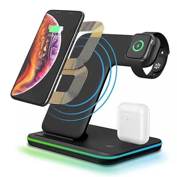 Incarcator telefon Wireless 3in1 15 W, Compatibil , Suport incarcare