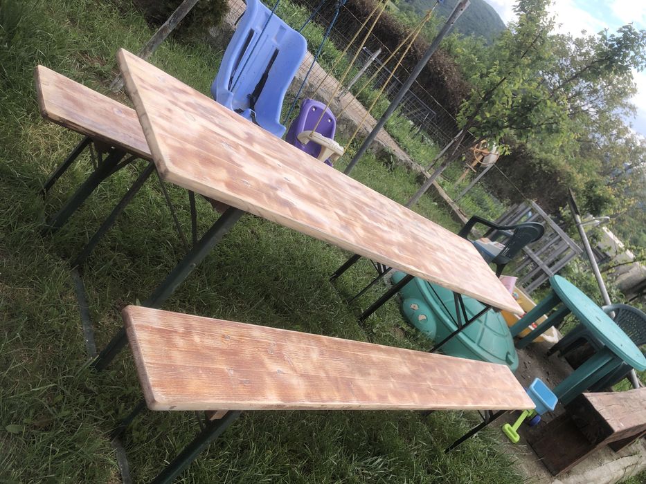 Mese lemn masiv si bancute terase sau foisoare