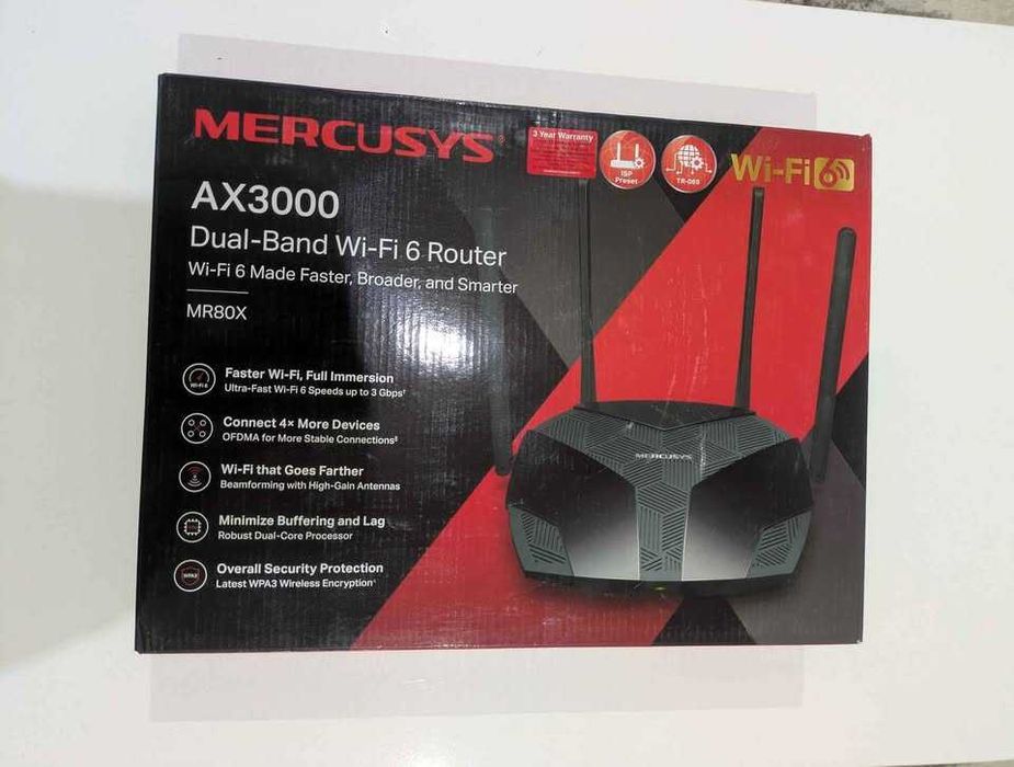 Router wireless Mercusys MR80X, AX3000, Wi-Fi 6