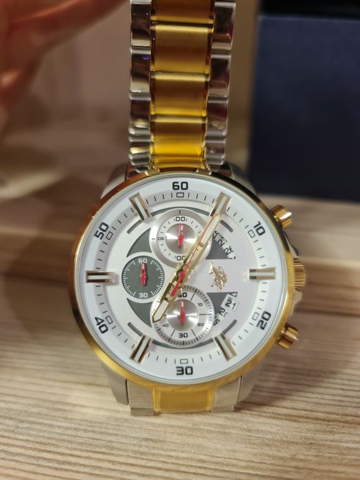 S. Polo Assn., Часовник с иноксова верижка, Сребрист/Златист