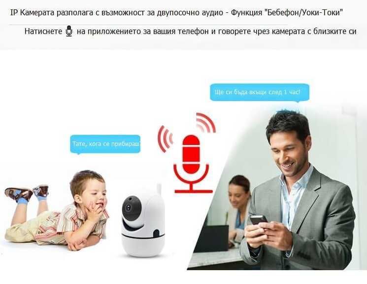ICSEE Камери за наблюдение, Wifi, 360° Въртене, Full HD, Нощно виждане