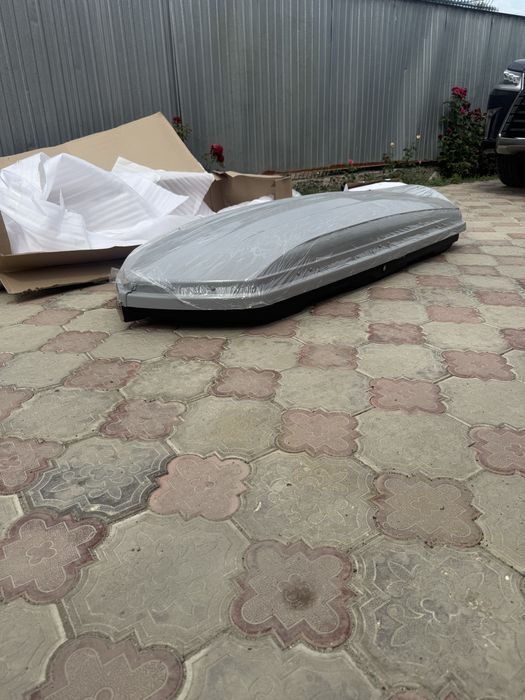 Автобокс, багажник на крышу, бокс на крышу, серый двустороннее 750 л