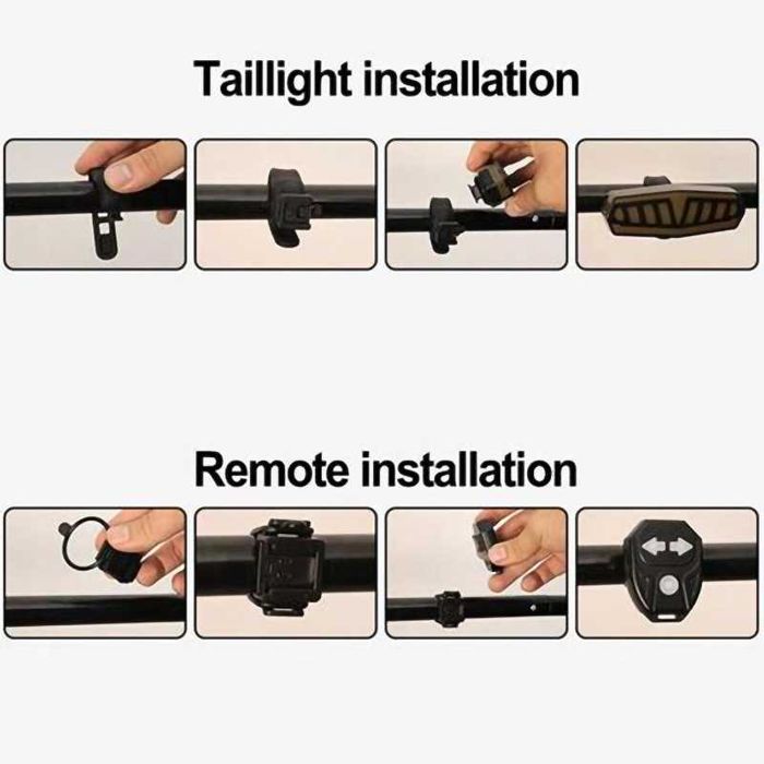 Задна LED светлина с МИГАЧИ, Безжично управление, Звуков сигнал, USB