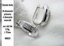 Cercei Aur Alb 14K Cu Diamante Princess Designer