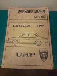 Manual original service reparații Dacia 1300, anul 1971, limba engleză