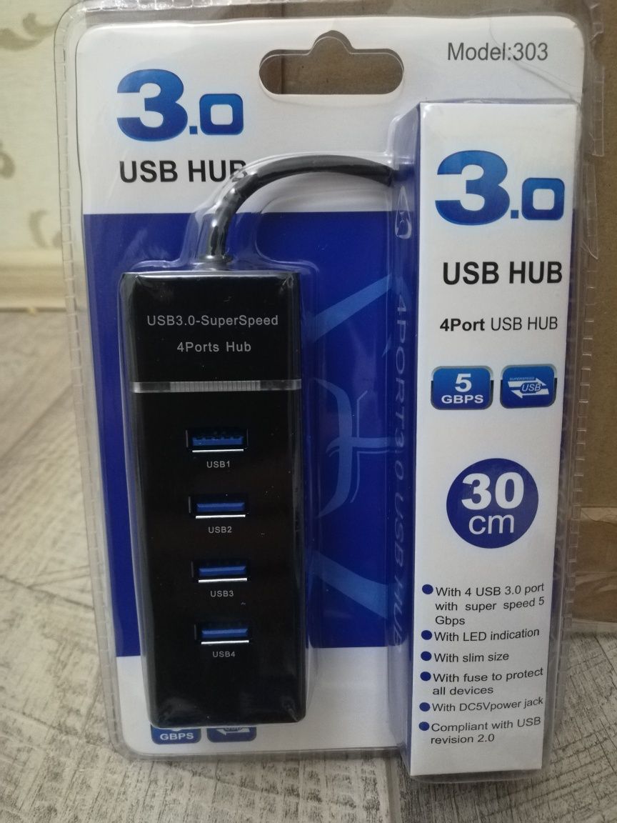 USB 2.0,3.0 4-port  хаб (сплиттер)
