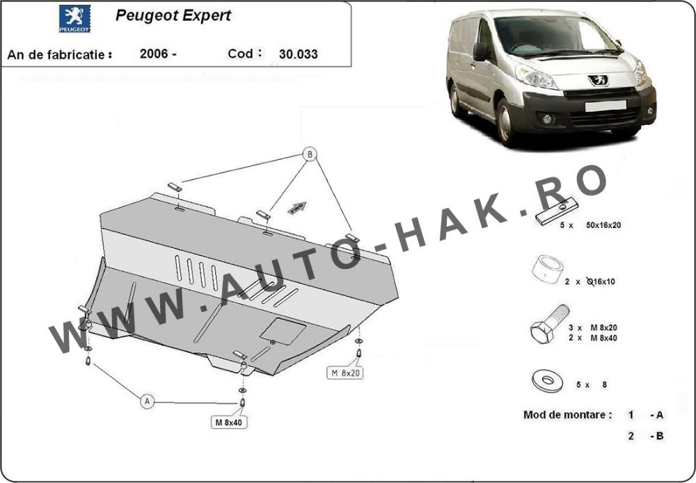 Scut motor metalic Peugeot Expert 2006-2016