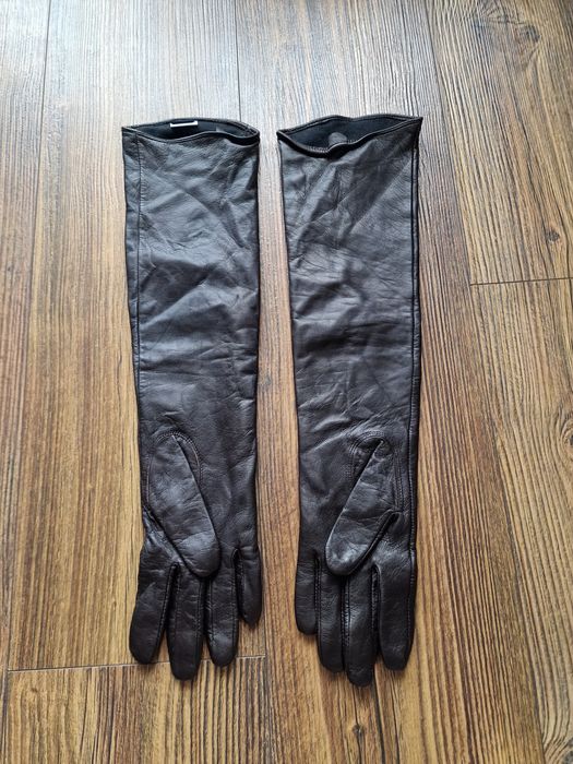 Страхотни дамски дълги ръкавици , естествена кожа,