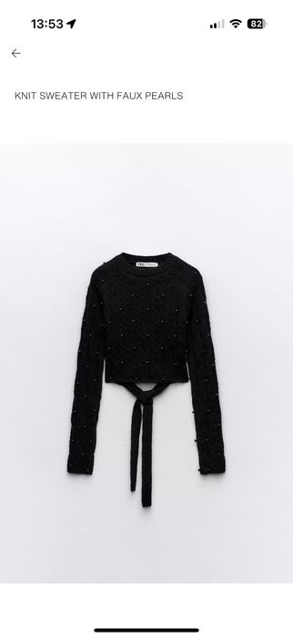 Пуловер с перли Zara с изрязан гръб