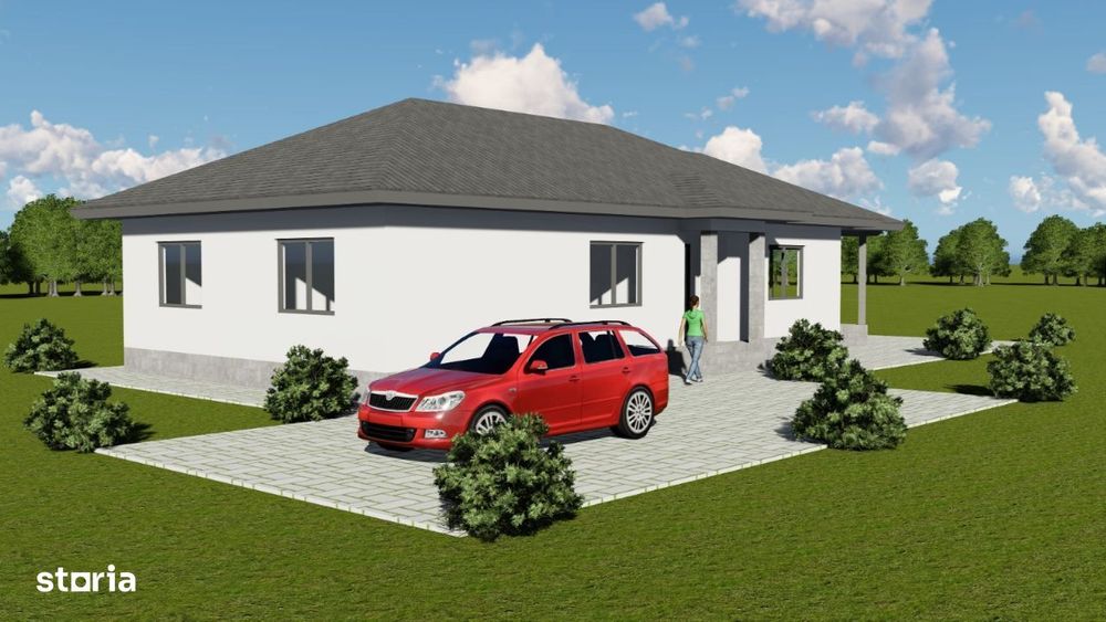 Casa pe un singur, nivel 150 mp, teren 520 mp, in Corunca