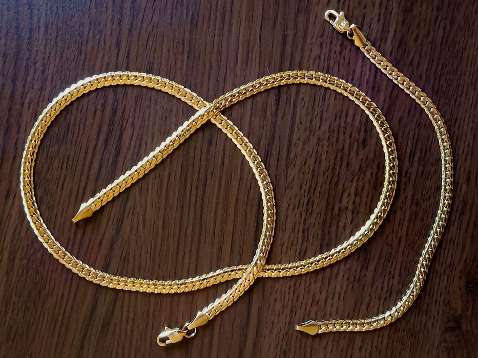 Colier unisex argint 925 placat aur 18k + brățară cadou