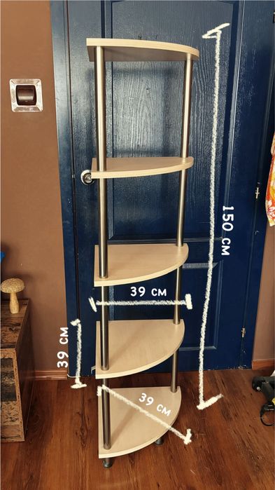 Ъглова етажерка за интериор светло дърво