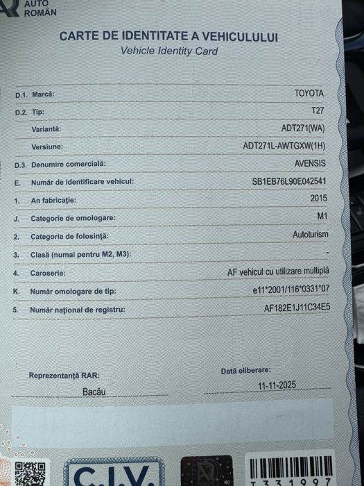 Toyota Avensis Facelift 2,2 diesel Cutie Automata, An 2015, Euro 5