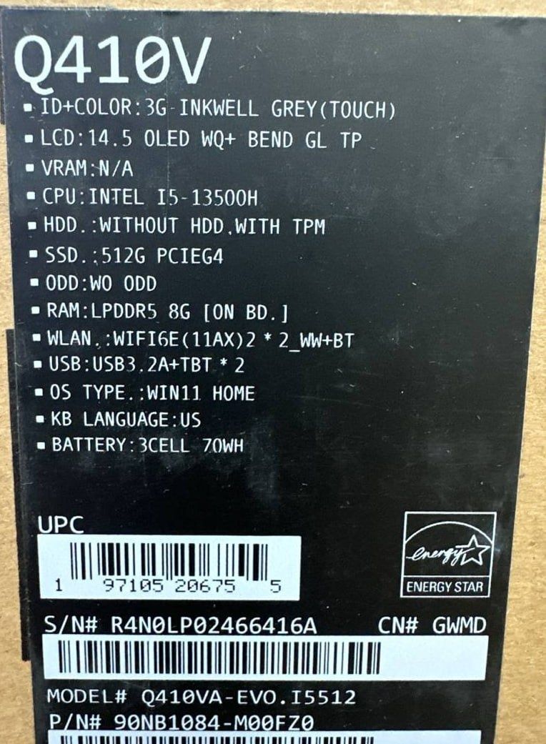 Asus ZenBook  Q410V  14.5