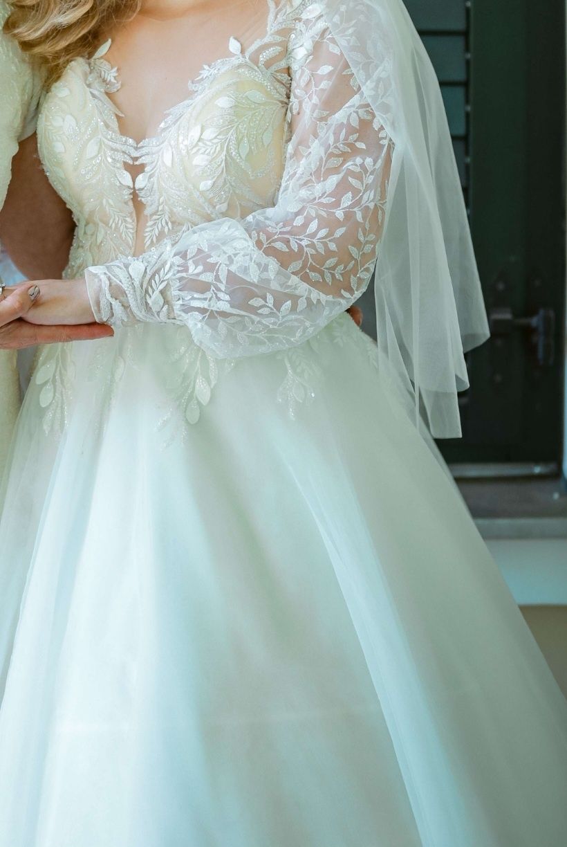 Rochie de mireasa simpla - model frunze - A-line/prințesă (preț negoci