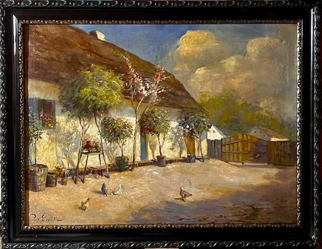 AUTENTIC! Superb tablou EMIL PAP (1884–1945) ulei/panza, Mare:100x80cm