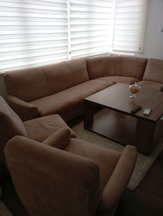 Ъглов диван с 2 фотьойла
