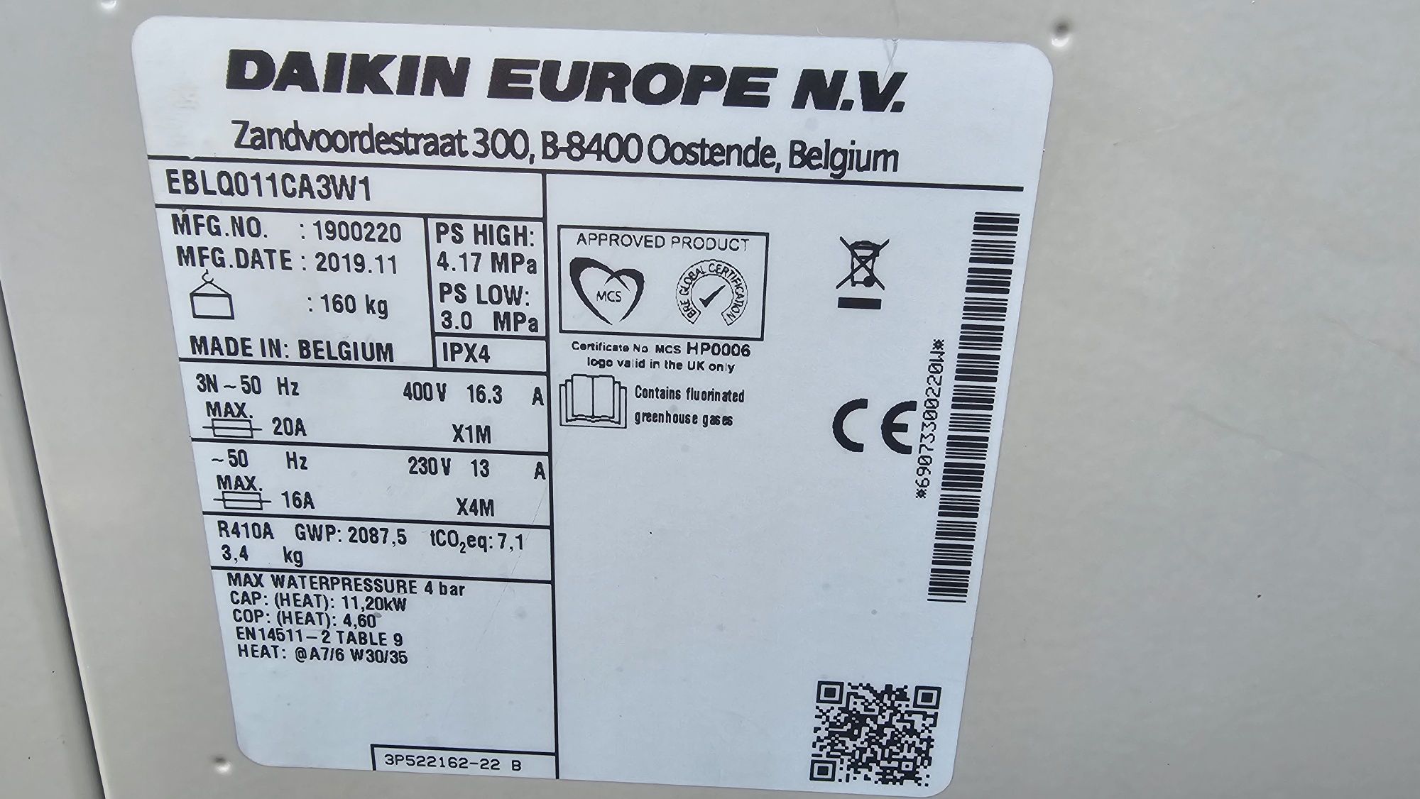 Термопомпа Daikin Altherma 11kw трифазна