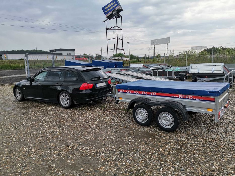 Remorca 750 kg  doua axe Repo,auto,moto,atv ,basculabila Noua