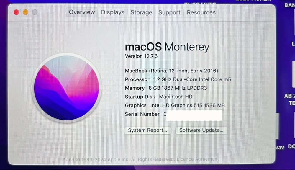 Macbook Retina 1,.2 M5 12-inch 2016/ 500 Gb Ssd