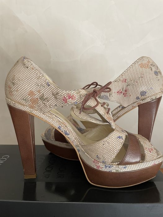 Pantofi sandale din piele cu toc Condur by Alexandru