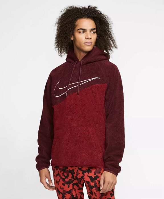 Мъжки суичър Nike Sherpa Night Maroon /Team Red/White - размер S/M