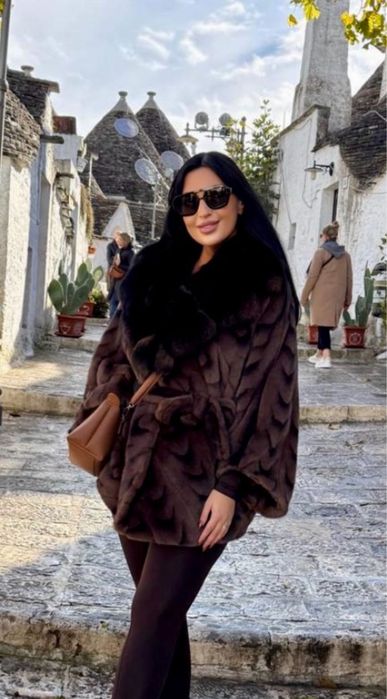 Blana naturala de vulpe bej sau maro