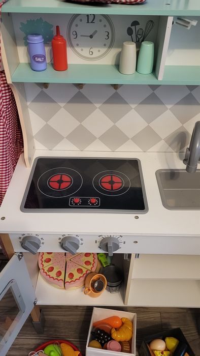 Bucatarie lemn copii si casa de marcat