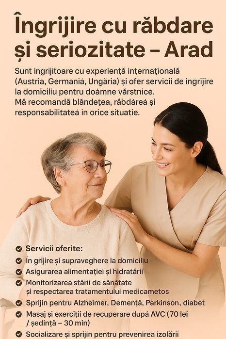 Îngrijire seniori cu răbdare și seriozitate