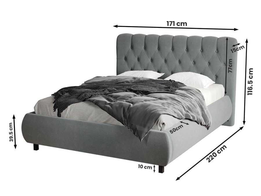 Pat Tapitat Catifea Mega Negru Riviera 100 cu somiera fixa
