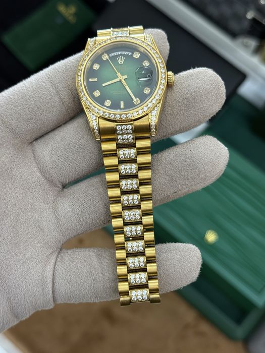 Rolex Day-Date 36mm Green Ice Out