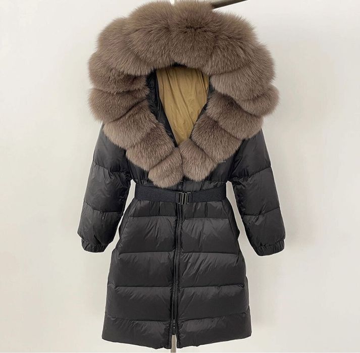 Geacă lungă cu blana naturală