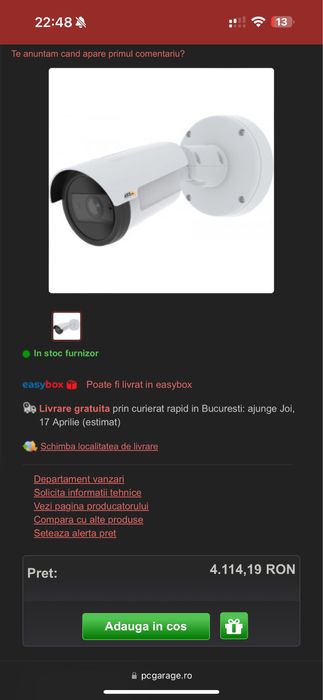 Camera supraveghere Axis P1455-LE 3-9mm, Noua