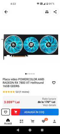 Placa video AMD Radeon rx 7800xt Hellhound sigilata , și altele.