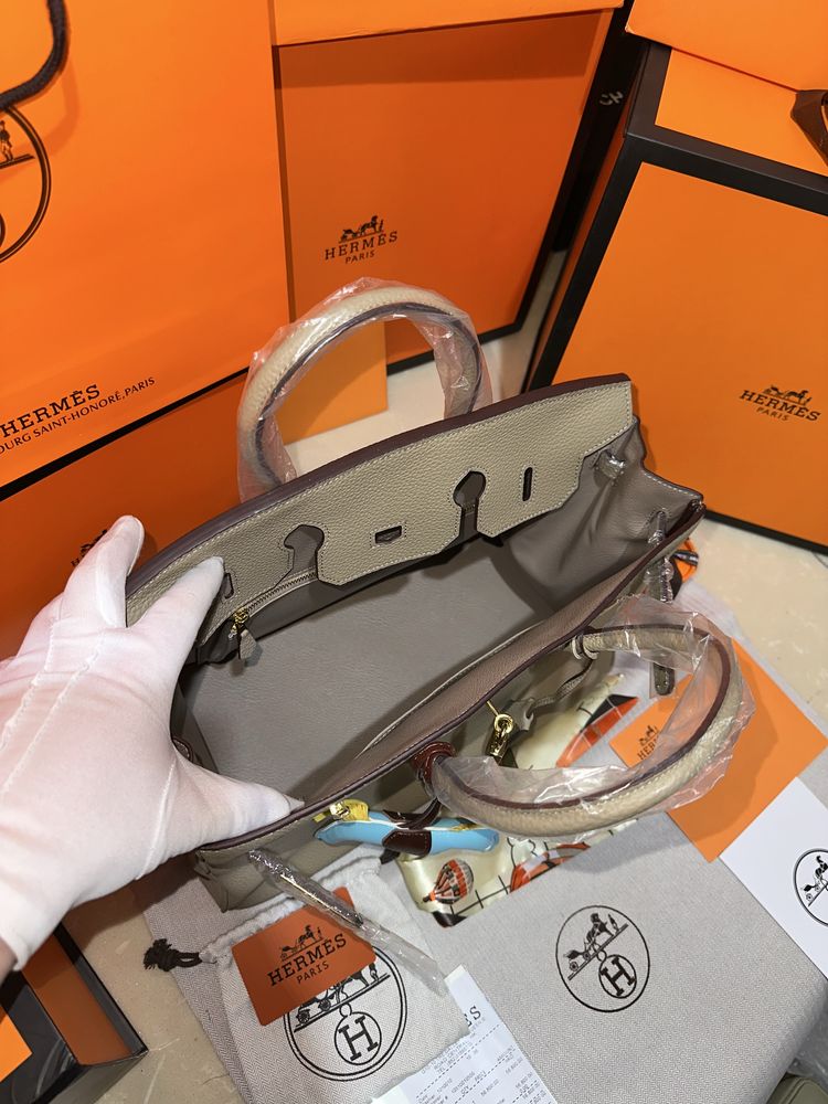 Geanta Hermes Birkin 35cm Gri/Piele naturala 100%/Punga/Cutie Hermes