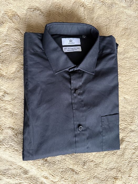 Camasa barbati Regular Fit – M 39-40, Nouă, Neagră, 100% Bumbac