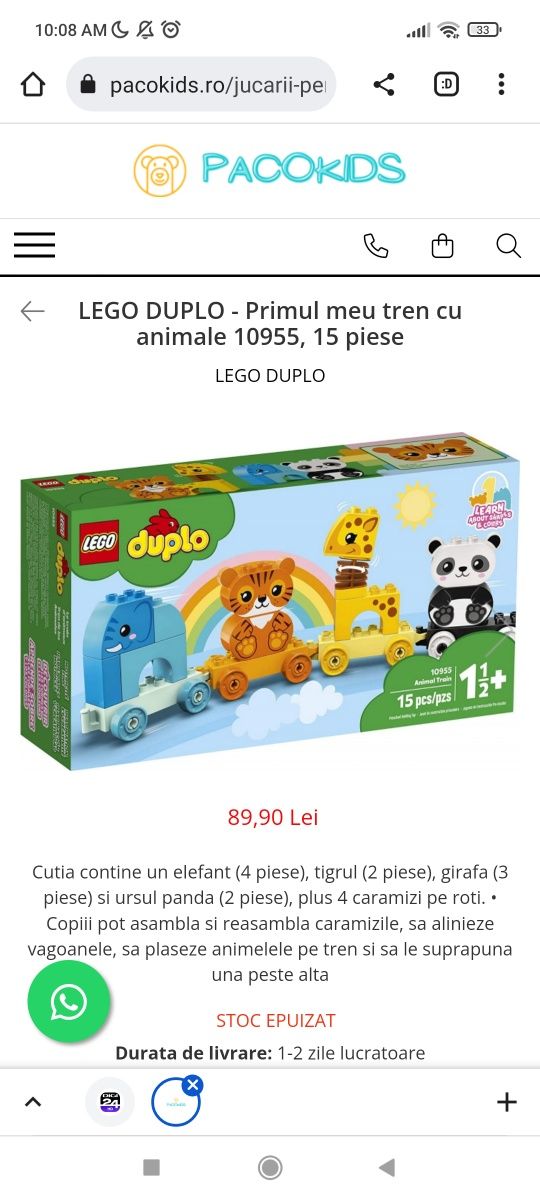 Jucarii NOI in cutie LEGO Duplo Safari Leo Pop It