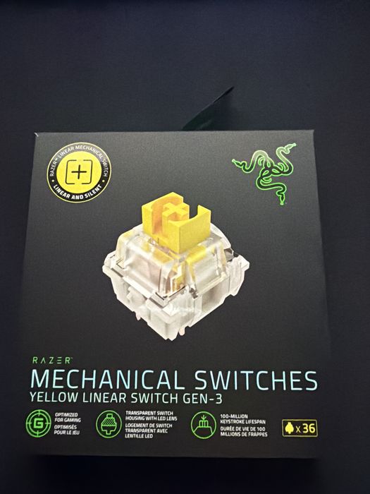 Механични суичове Razer - Yellow Linear Switch, 36 броя
