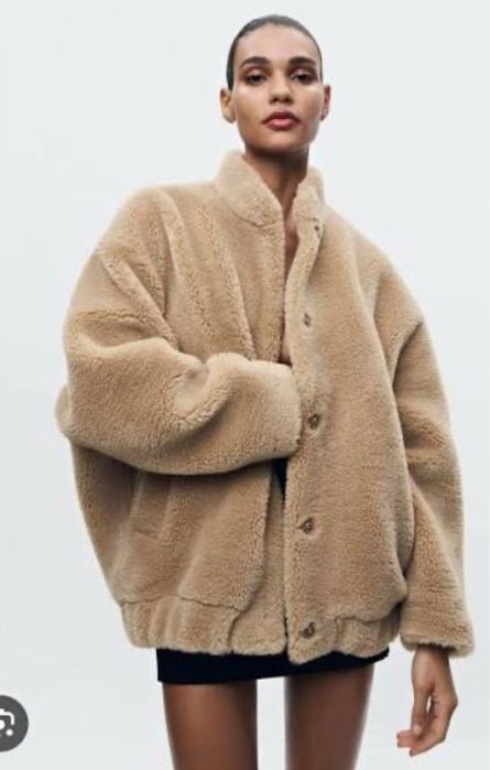Zara teddy bomber jacket яке овърсайз